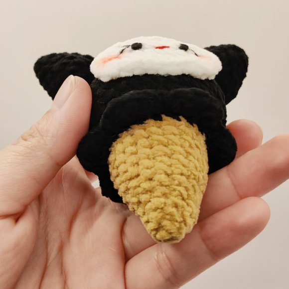 Handmade Amigurumi Crochet Sanrio Kuromi Ice Cream Cone - Picture 6 of 10